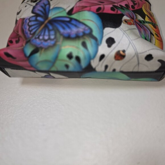 Anna by Anuschka Hand Painted Leather Crossbody Bag Butterfly Dragonfly New - Picture 16 of 16
